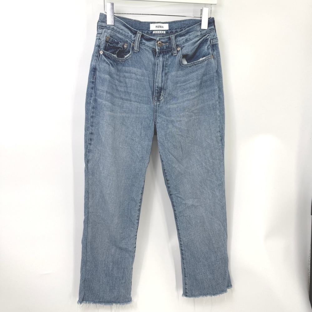 PISTOLA Denim Jeans‎ Women 28 Blue Raw Hem High Rise Minimalist Indie Everyday